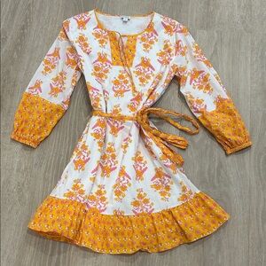 J. Crew White Dress with Yellow & Pink Floral Print